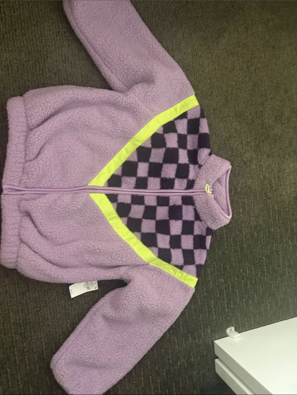 Old Navy Lavender Sherpa Zip Jacket with Neon Trim